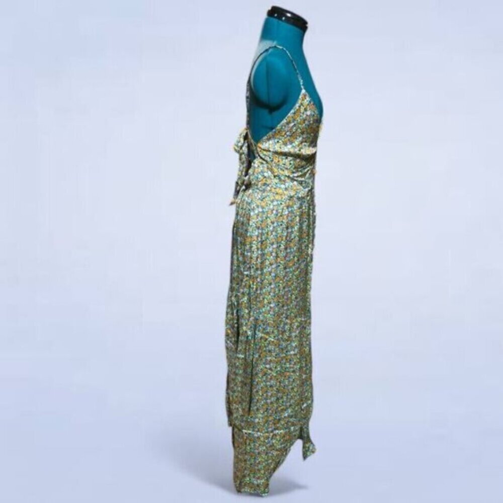BNWT Maaji Olive Floral Maxi Slip Dress with Front Slit - Picture 5 of 10